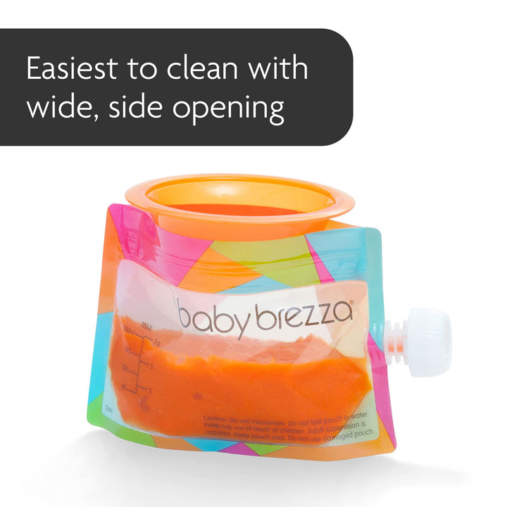 Reusable Baby Food Storage Pouches, 10 Pack 7oz - Make Organic Food Puree for Kids or Toddlers and Store in Refillable Squeeze Pouches, Bulk Set is Freezer Safe & Washable