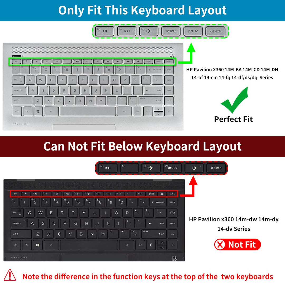 Keyboard Cover for HP Pavilion x360 14 Laptop 14-dq 14-fq 14-ba/bf/cm/ce/cf/df/dk 14t-dh200 14-dq0052dx 14-dq0762dx dq0760dx dq0703dx 14-dq5043cl 14-dq0070nr dq0060nr dq0030nr 14-fq0013dx, Rainbow