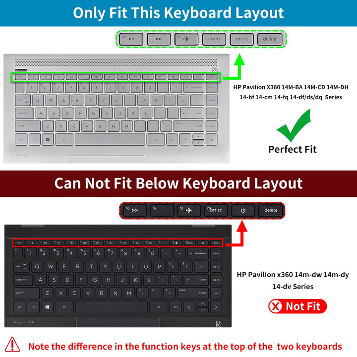 Keyboard Cover for HP Pavilion x360 14 Laptop 14-dq 14-fq 14-ba/bf/cm/ce/cf/df/dk 14t-dh200 14-dq0052dx 14-dq0762dx dq0760dx dq0703dx 14-dq5043cl 14-dq0070nr dq0060nr dq0030nr 14-fq0013dx, Rainbow