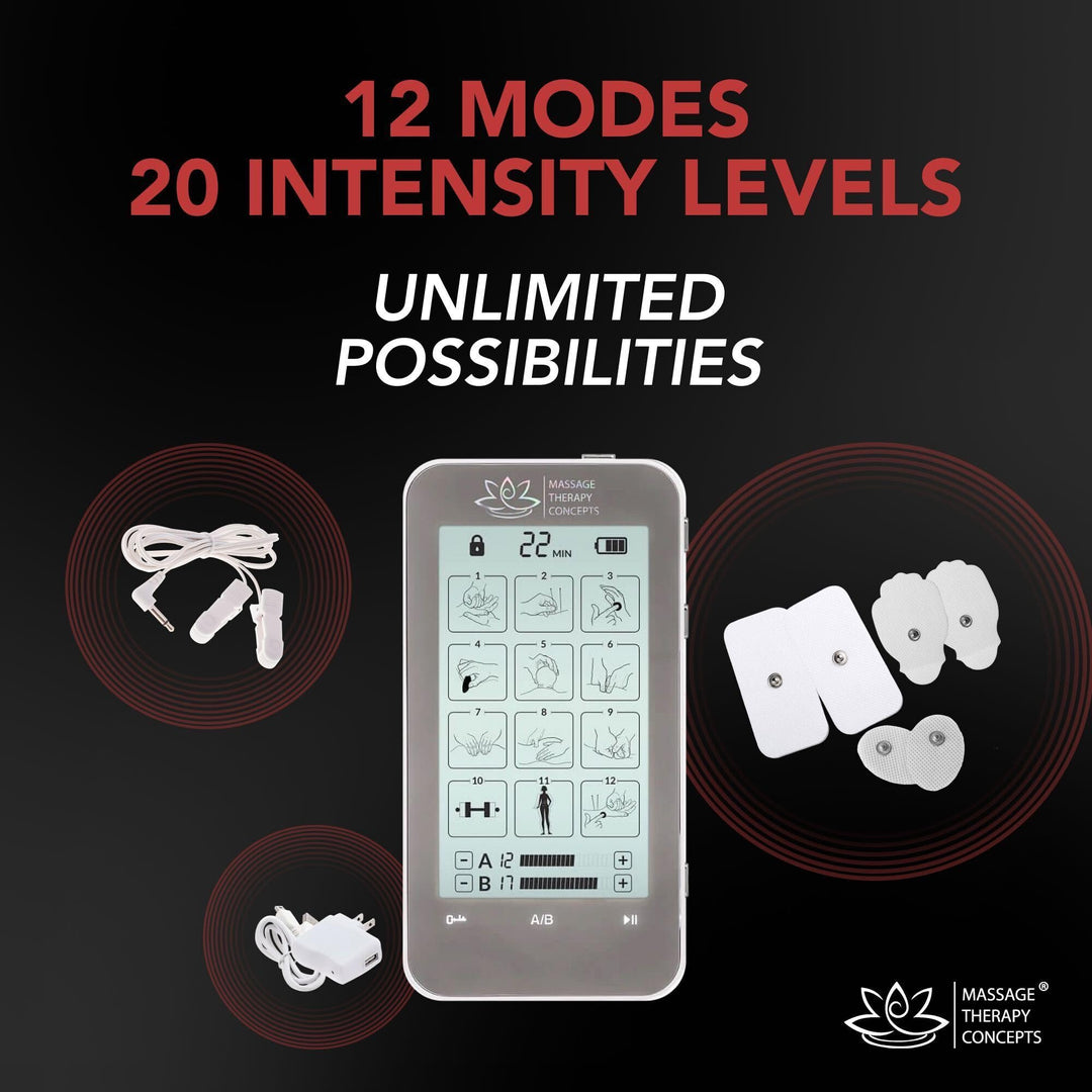 Deluxe TENS Unit and Accessories. EMS Muscle Stimulator for Pain Relief Therapy, Muscle Growth & Electric Stimulator for Physical Therapy. TENS Device for Back & Neck Pain, Sciatica, Nerve Pain