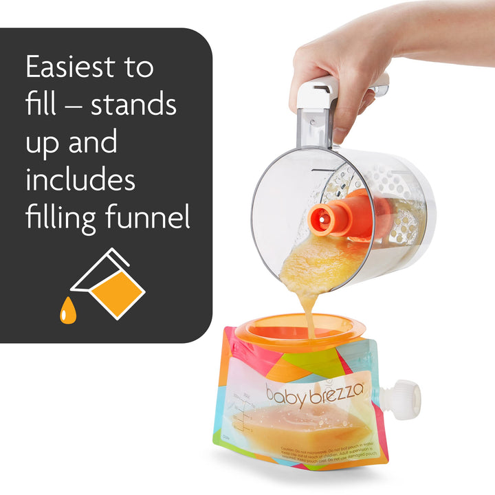 Reusable Baby Food Storage Pouches, 10 Pack 7oz - Make Organic Food Puree for Kids or Toddlers and Store in Refillable Squeeze Pouches, Bulk Set is Freezer Safe & Washable