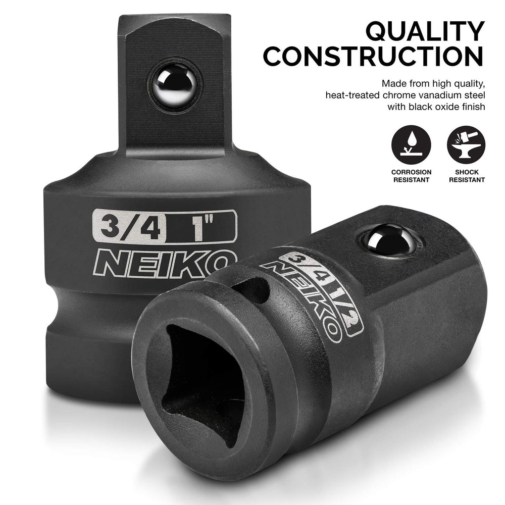 30223A 8 PC Impact Socket Adapter Set, Standard SAE Size, Cr-V Steel, Impact Driver & Wrench Conversion Kit, Locking Impact Socket Adapters & Reducer Set, Ball Detent, 1/4”, 3/8”, 1/2, 3/4”, 1”