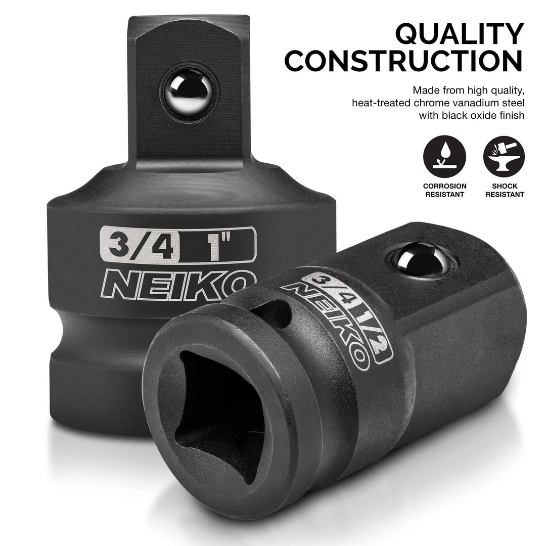 30223A 8 PC Impact Socket Adapter Set, Standard SAE Size, Cr-V Steel, Impact Driver & Wrench Conversion Kit, Locking Impact Socket Adapters & Reducer Set, Ball Detent, 1/4”, 3/8”, 1/2, 3/4”, 1”