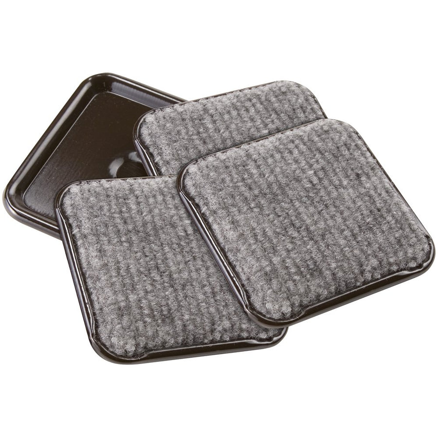 SoftTouch Furniture Caster Cups with Carpeted Bottom for Hard Floor Surfaces (4 Piece), 1-3/4 Square, Brown