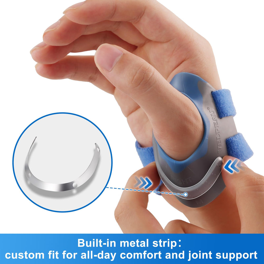 CMC Thumb Brace for Osteoarthritis - with Shape-memory Restriction Splint, CMC Joint Stabilizer, Basal Thumb Arthritis Pain Relief and Support for Women and Men (Blue, Right Hand, Medium)