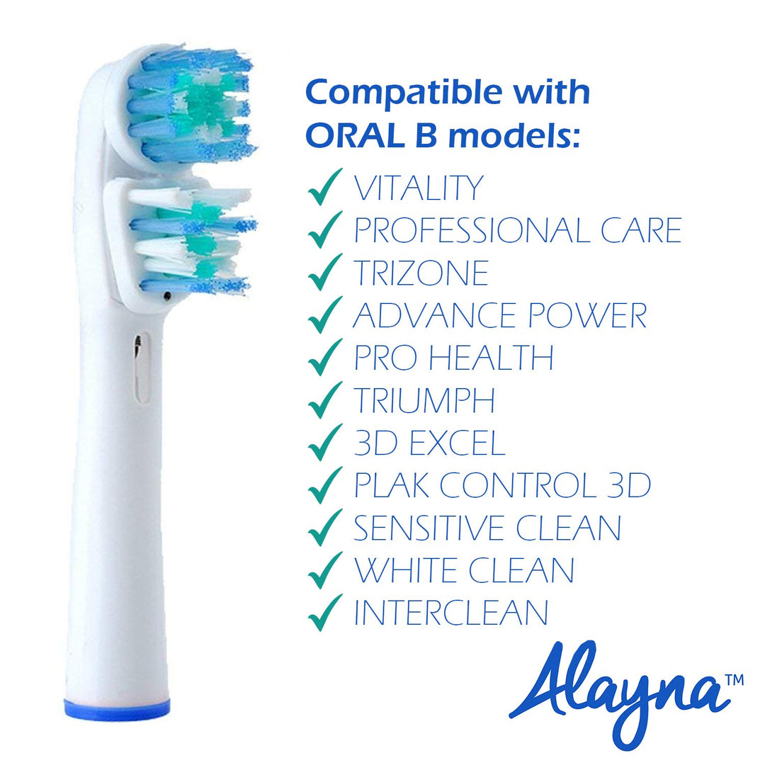 Replacement Brush Heads Compatible with OralB Braun- Best Double Clean, Pack of 4 Electric Toothbrush Replacement Heads- for Oral B Pro, 1000, 8000, 9000, Adults, Kids, Vitality, Dual Plus!