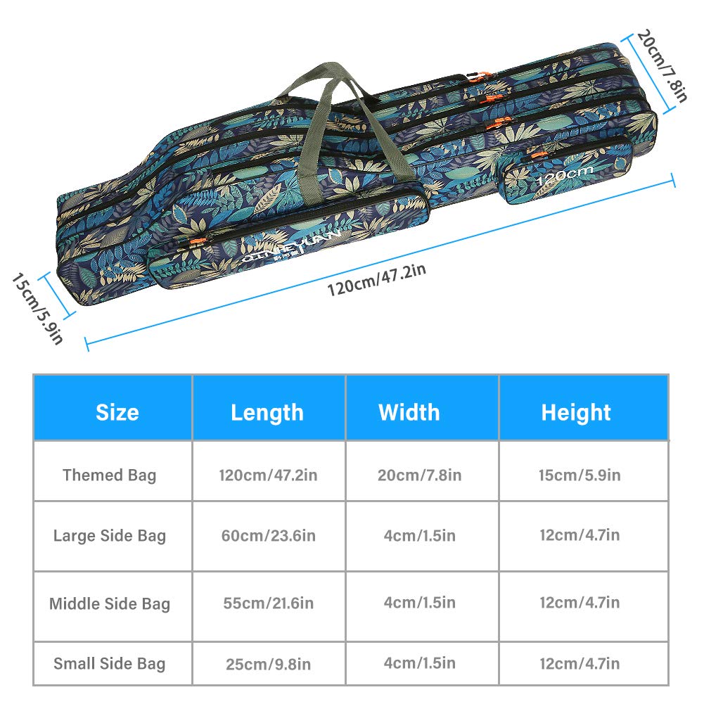 Fishing Rod Case, Three Layers Folding Fishing Pole Storage Bags Portable Gear Rods Reel Tackle Tool Gears Organizer Waterproof Camouflage Travel Carry Bag Carrier for Traveling(47inch)