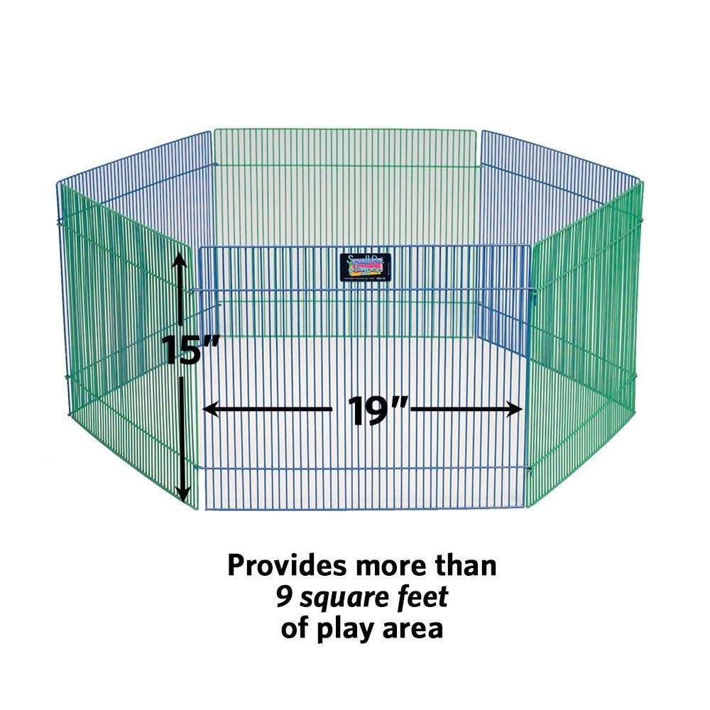 Small Animal Pet Playpen/Exercise Pen, Blue and Green,1 Count (Pack of 1), Small Animal Playpen.