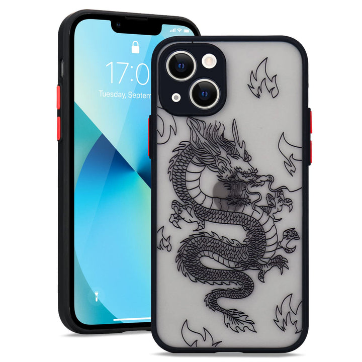 Compatible with iPhone 13 Case Fashion Cool Dragon Animal 3D Pattern Design Frosted PC Back Soft TPU Bumper Shockproof Protective Case Cover for iPhone 13, Black