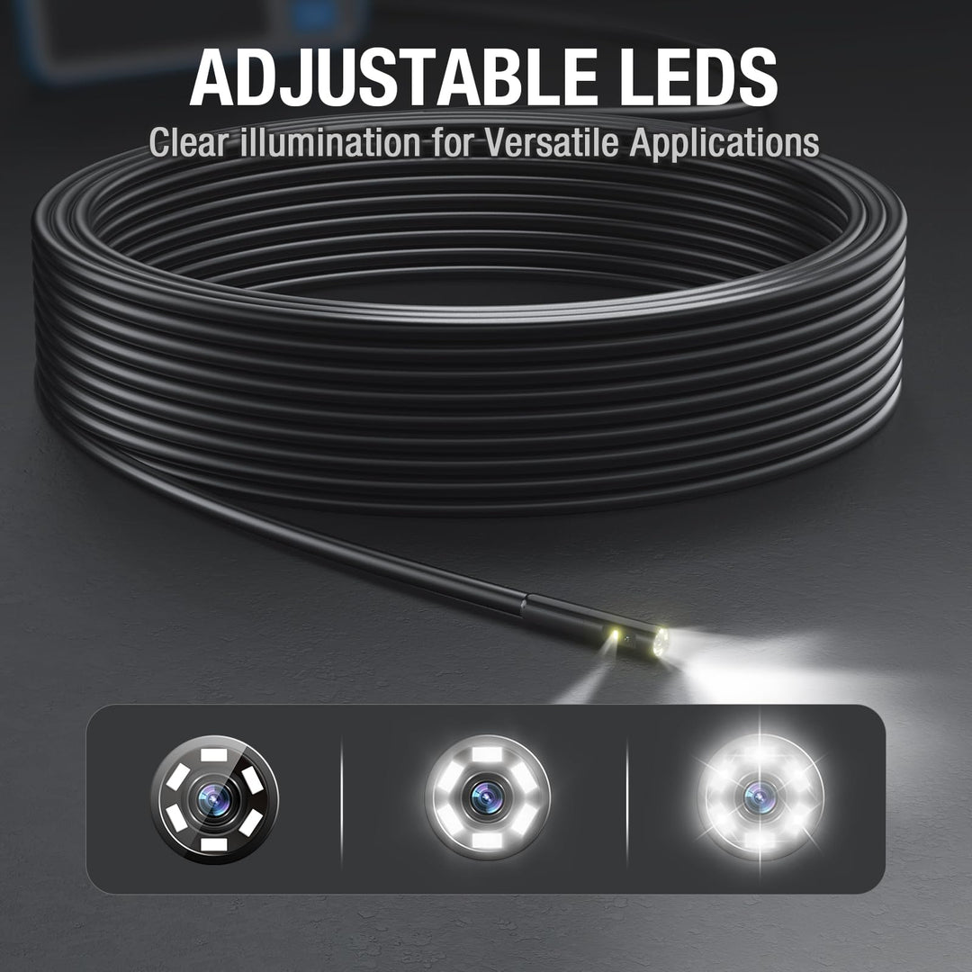 50ft Sewer Camera, 1080P Drain Plumbing Snake Inspection Camera with Light, 50 ft Flexible Borescope Endoscope Duct Fiber Optic Scope Cam