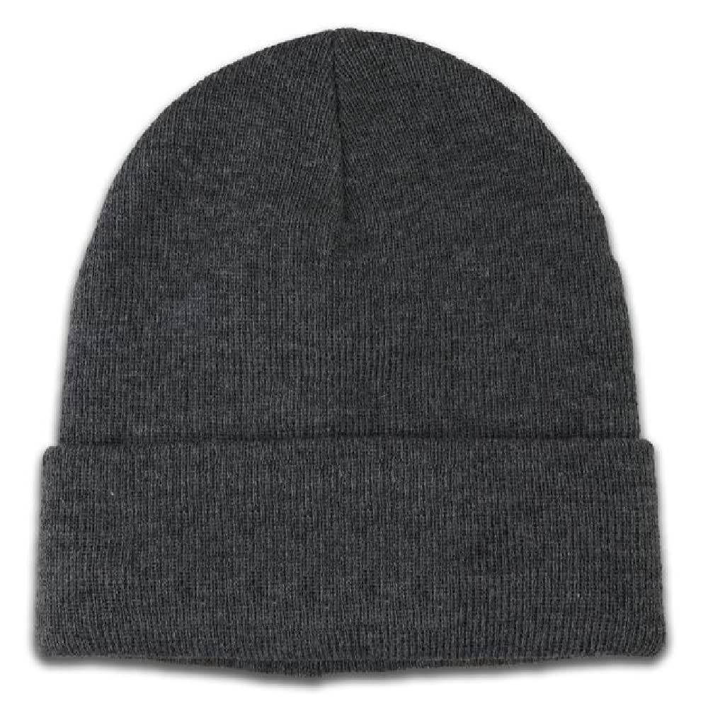Adult Unisex Cuffed Beanie Knit Hat (Grey)