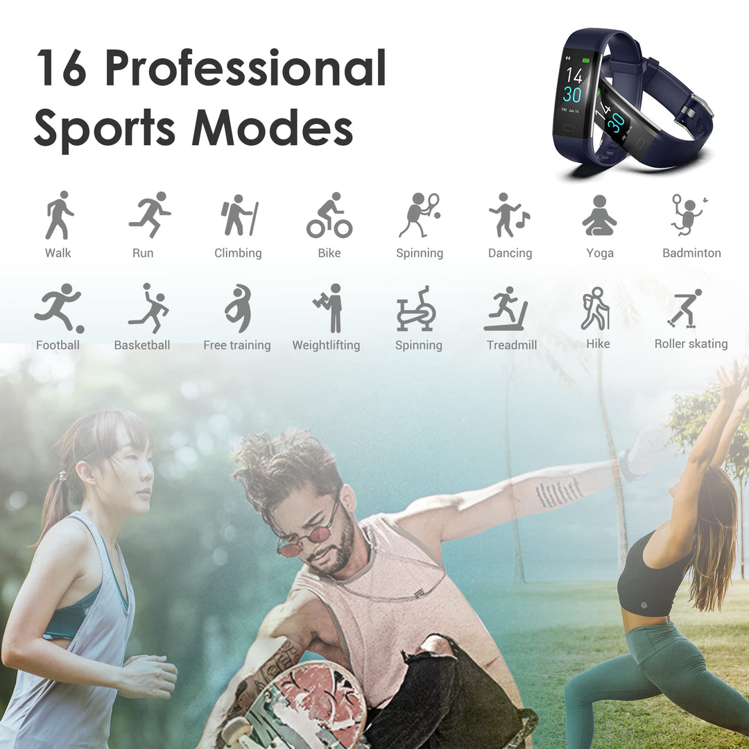 Fitness Tracker for Men and Women,Fitness Watch Waterproof with Activity Tracker and Sleep Monitor,Smart Watch for Android and iOS Phones(Blue)……