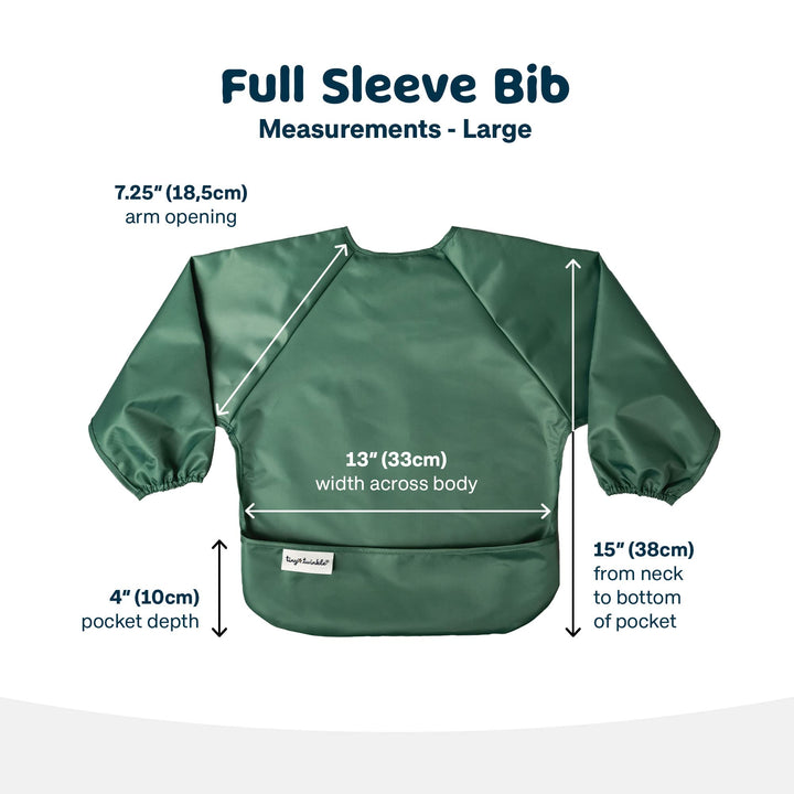 Mess Proof Baby Bib, 2 Pack Full Sleeve Bib Outfit, Waterproof Bibs for Toddlers, Machine Washable, Tug Proof Closure, Baby Smock for Eating, Long Sleeve (Slate Olive, Small 6-24 Months)