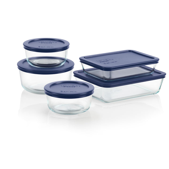 Simply Store 5-Pack (3,4 & 6-Cup) Mixed Sized Glass Food Storage Set, Round & Rectangular Containers With Lids, BPA-Free, Dishwasher & Microwave Safe
