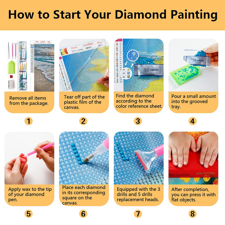Beach DIY 5D Full Drill Diamond Painting Kit, Seaside Sunset Painting with Diamonds Kits, Landscape Round Diamond Painting Kits for Adults, Crystal Rhinestone Arts Craft Idea Gift (12 x 16 inch)