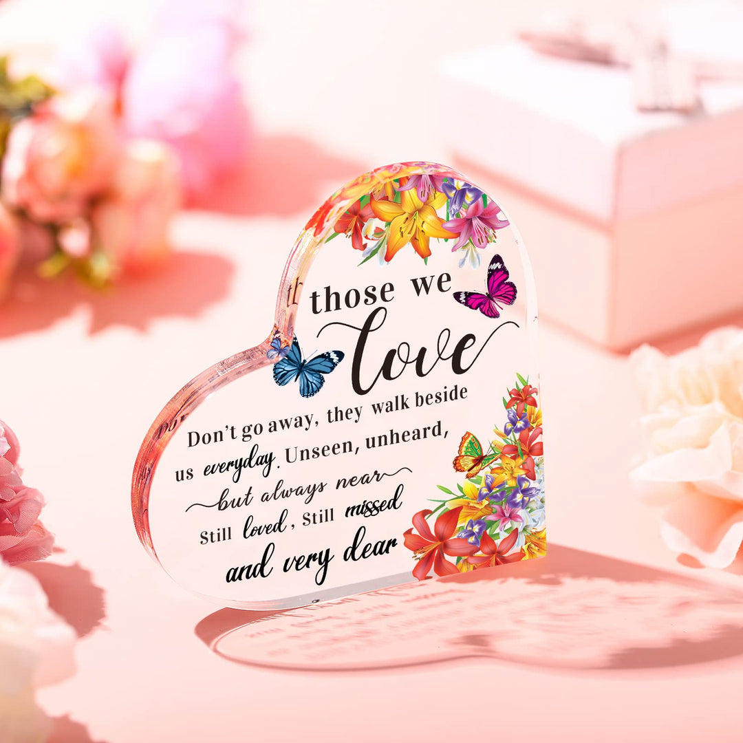 Sympathy Bereavement Gift Acrylic Heart Memorial Gift for Loss of Loved One Sympathy Condolence Grief Table Decor Gift Sympathy Gift for Christmas Remembrance Decor(4 x 4 x 0.4 Inch)
