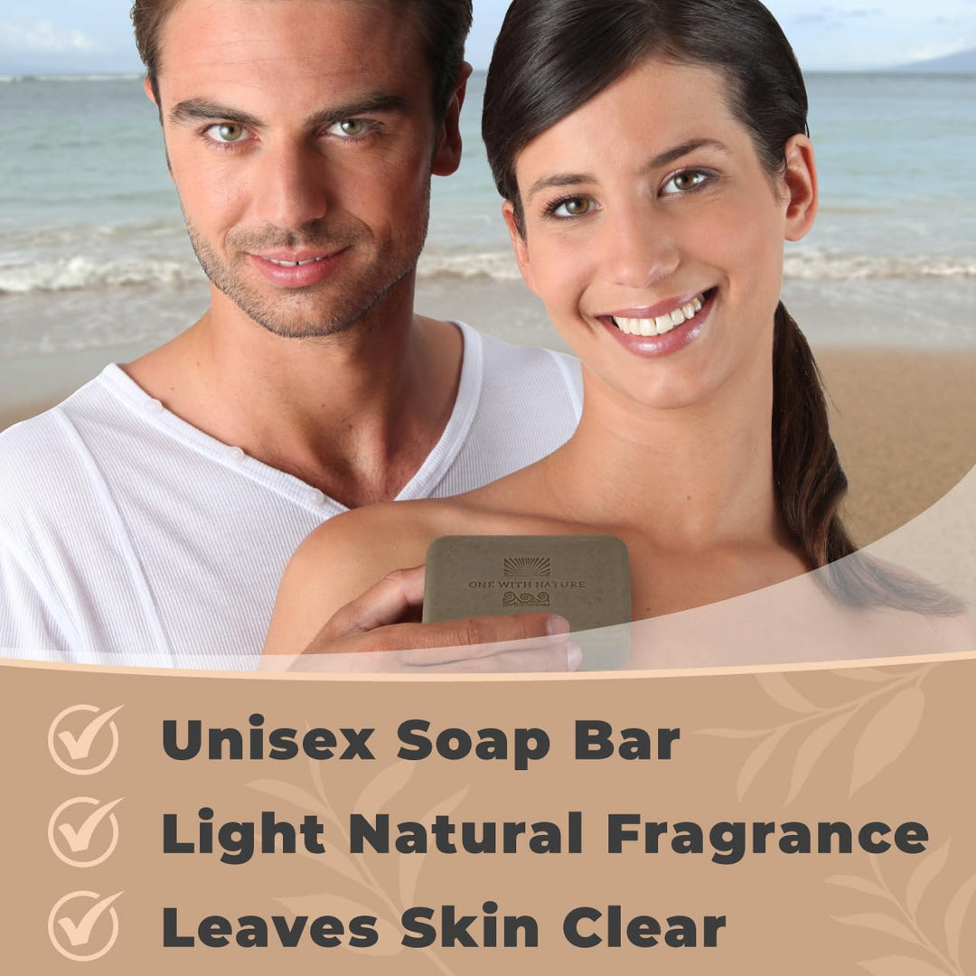 Dead Sea Mineral Mud Soap Bar, 7 oz, Fragrance Free, Shea Butter, Argan Oil, Magnesium, Sulfur, 21 Minerals, Soothes Skin, Exfoliates