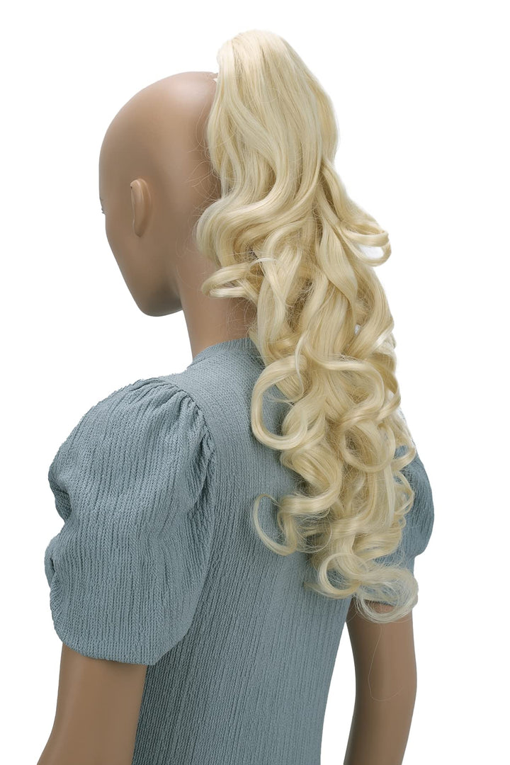 platiblond #88T613 H2 : 24 & 145g Hair Piece Pony Tail Extension (BLONDE PLATINUM) Very Long & Voluminous Curled Wavy Heat-Resisting