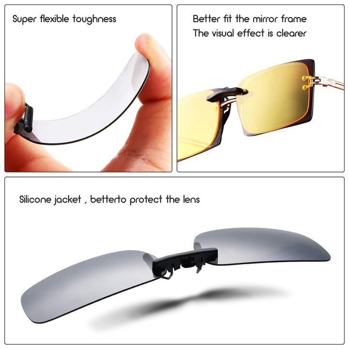 5 Pieces Polarized Clip on Sunglasses Rimless Rectangle Clip on Sunglasses Lightweight Eyeglasses Men Women (Multi Colors)