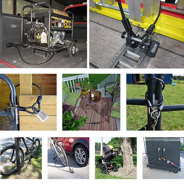 Anti-Theft Combination Lock, Black, for Bicycles, Motorcycles, Ships, Ladders, Doors, Lawn Mowers, Equipment Lock Accessory Kits