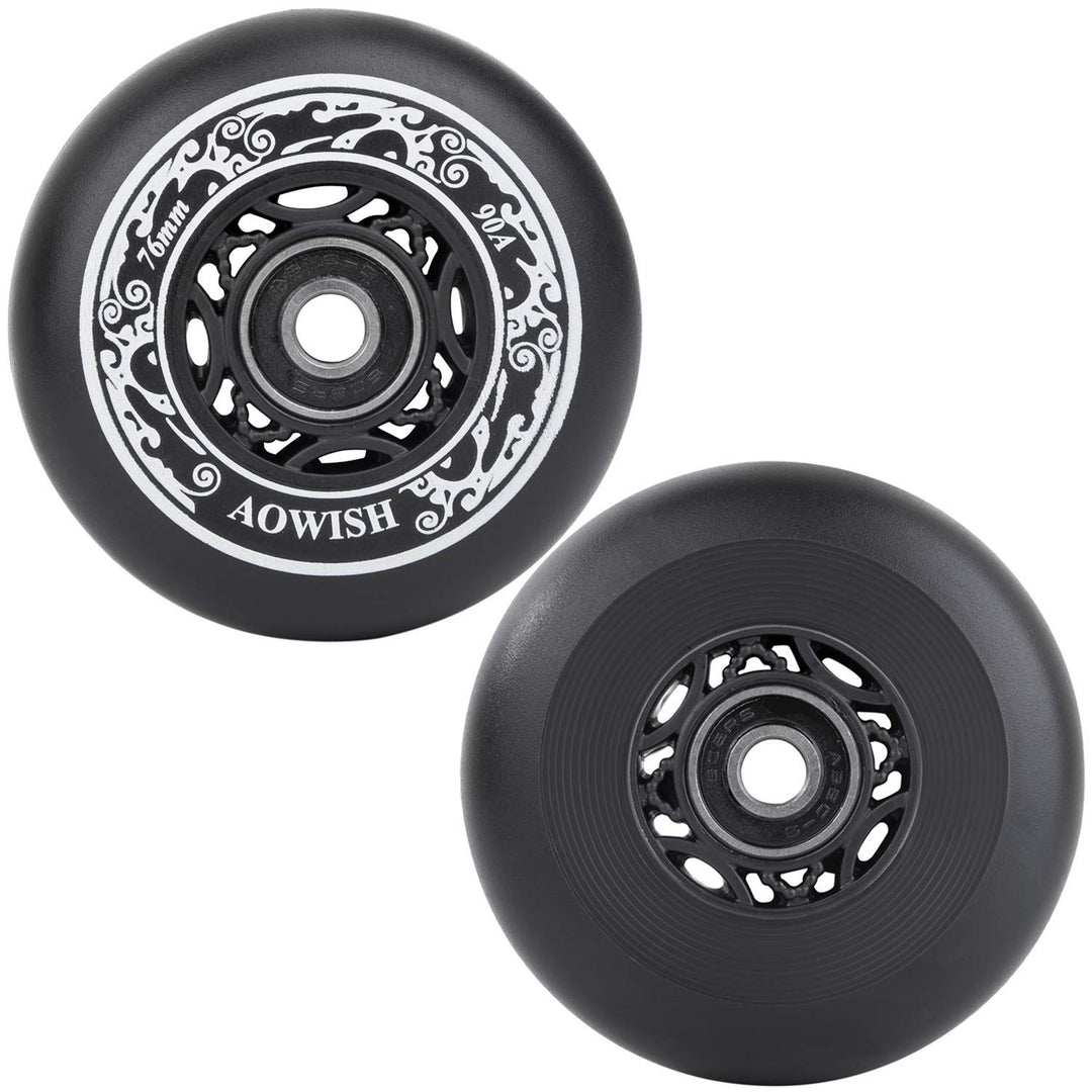 Ripstik Wheels 76mm Ripstick Wheels 90a Ripsurf Replacement Wheels w/Bearings ABEC-9 for Rip Stiks DLX Caster Board, Rip Sticks Skateboard, Inline Skates, Roller Blades, etc (2-Pack) (BLACK)