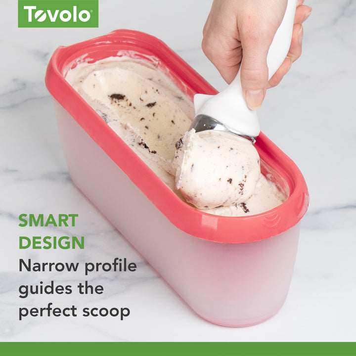 Ice Cream Containers for Homemade Ice Cream, Glide-A-Scoop (1.5 Qt, Strawberry Sorbet) - Stackable Ice Cream Storage Containers for Freezer - BPA-Free Ice Cream Tub with Lid & Non-Slip Base