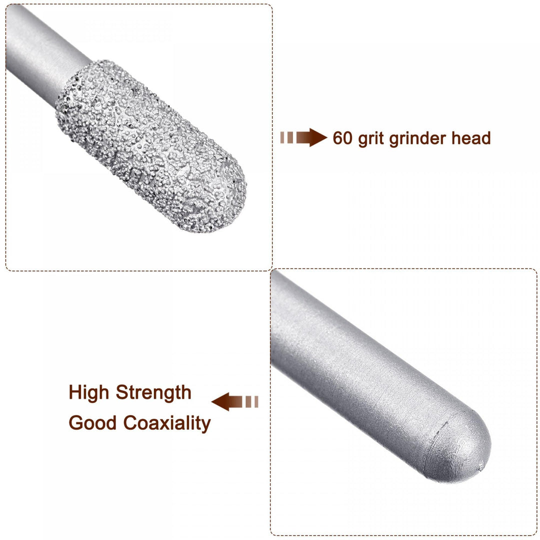 Diamond Mounted Points 60 Grit 8.5mm Brazed Grinder Round Head 6mm Shank Grinding Rotary Bit Marble Stone Carving Tool 2pcs