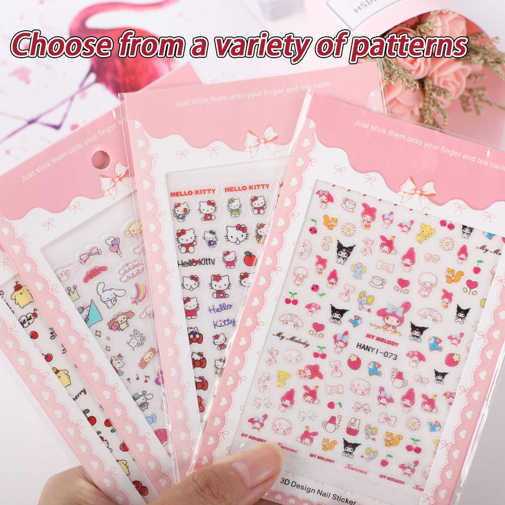 Cute Nail Stickers Cartoon Nail Art Stickers for Nail Art Decoration DIY, Kawaii Nail Charms Nail Decals for Women Kids Girls