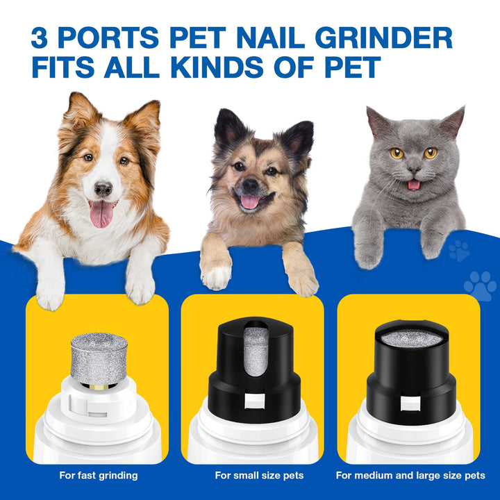 Nail Grinder for Dogs - Upgraded Dog Nail Trimmers Super Quiet, 2 Speeds, Rechargeable, 2 Grinding Wheels for Small Large Dogs & Cats