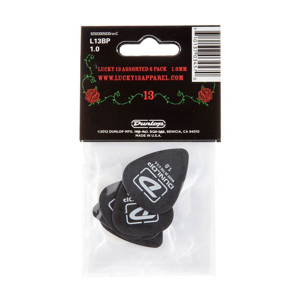 L13BP1.0 Lucky 13 Picks, Assorted, 1.0mm, 6/Player's Pack