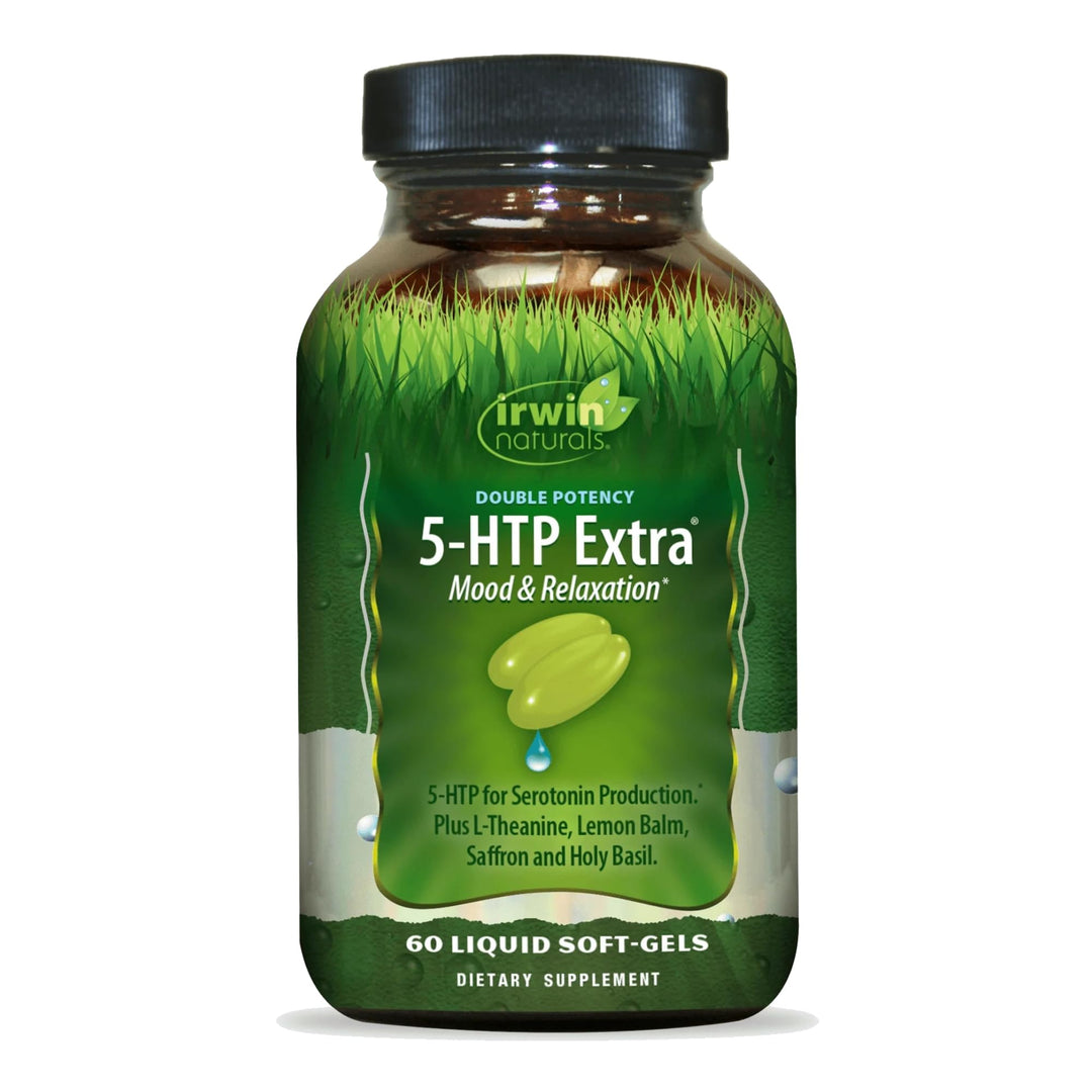 Double Potency 5-HTP Extra - 60 Liquid Soft-Gels - for Relaxation & Serotonin Production - 30 Servings