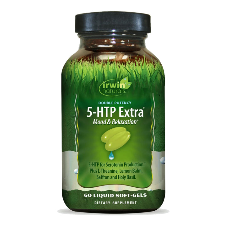 Double Potency 5-HTP Extra - 60 Liquid Soft-Gels - for Relaxation & Serotonin Production - 30 Servings