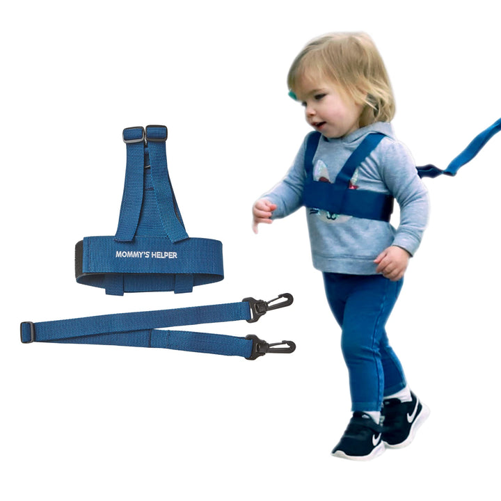 Toddler Leash & Harness for Child Safety - Keep Kids & Babies Close - Padded Shoulder Straps for Children's Comfort - Fits Toddlers w/ Chest Size 14-25.5 Inches - Kid Keeper by Mommy's Helper (Blue)