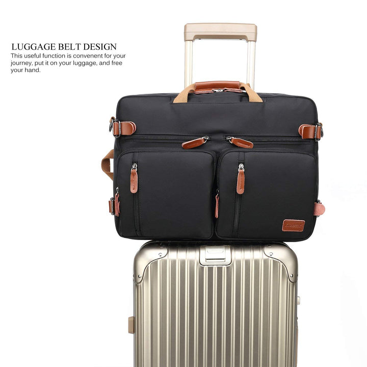 Convertible Backpack Messenger Shoulder Bag Laptop Case Handbag Business Briefcase Multi-Functional Travel Rucksack Fits 17.3 Inch Laptop for Men/Women (Black)