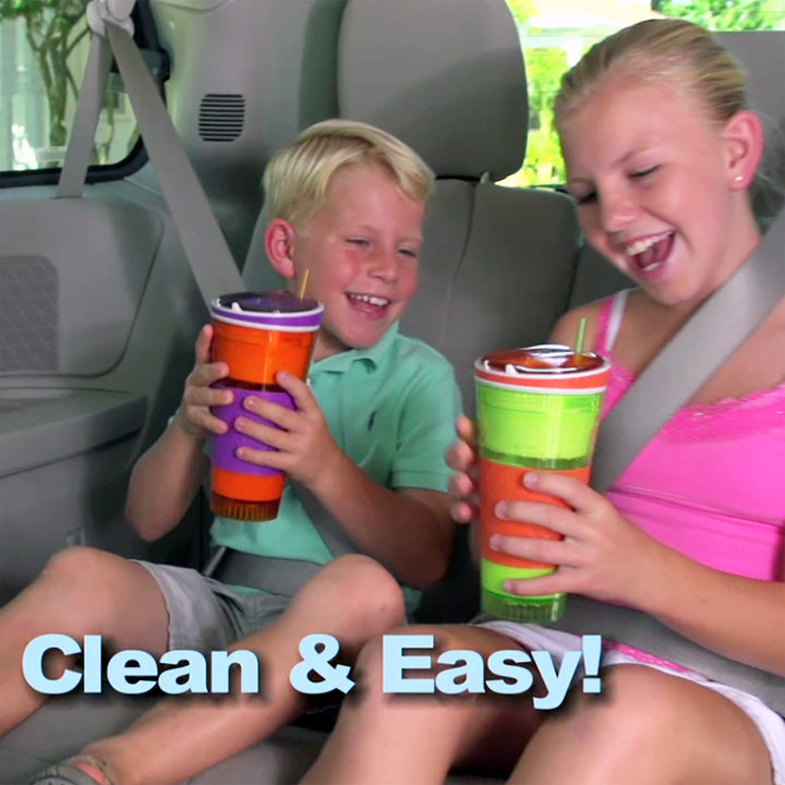 Travel Snack & Drink Cup with Straw, Blue,16 oz