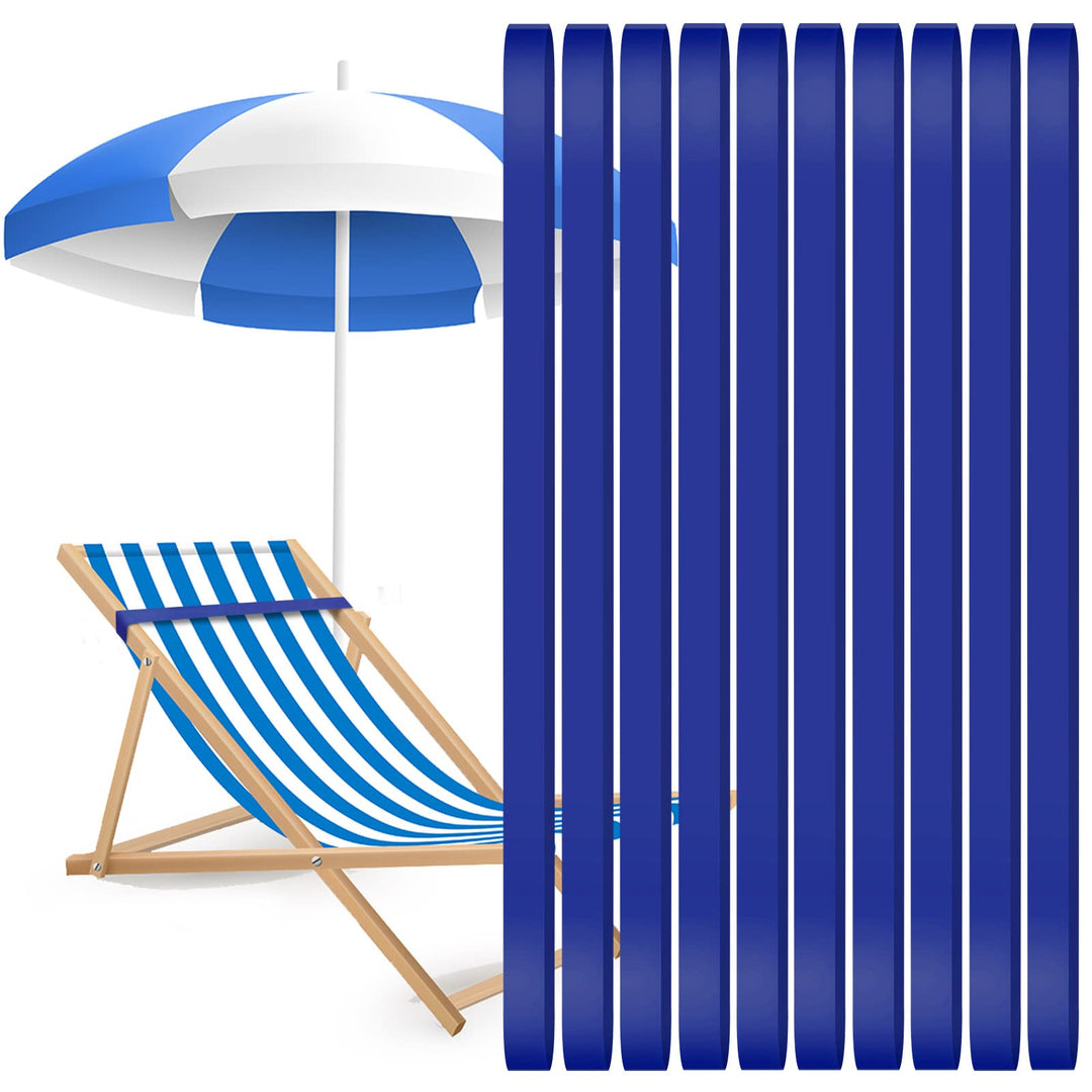 10 Pieces Towel Bands Beach Chair Towel Clip for Lounge Chairs Rubber Elastic Thick Towel Bands Strap Lightweight Wide Beach Towel Holder Clamps for Vacation (Dark Blue,23.6 x 1 Inch)