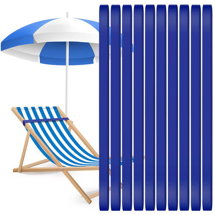 10 Pieces Towel Bands Beach Chair Towel Clip for Lounge Chairs Rubber Elastic Thick Towel Bands Strap Lightweight Wide Beach Towel Holder Clamps for Vacation (Dark Blue,23.6 x 1 Inch)