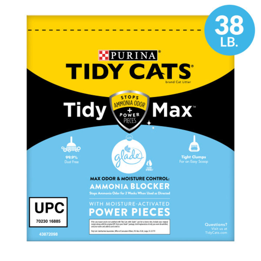 Purina Clumping Cat Litter, Tidy Max Glade Tough Odor Clear Springs Multi Cat Litter - 38 lb. Box