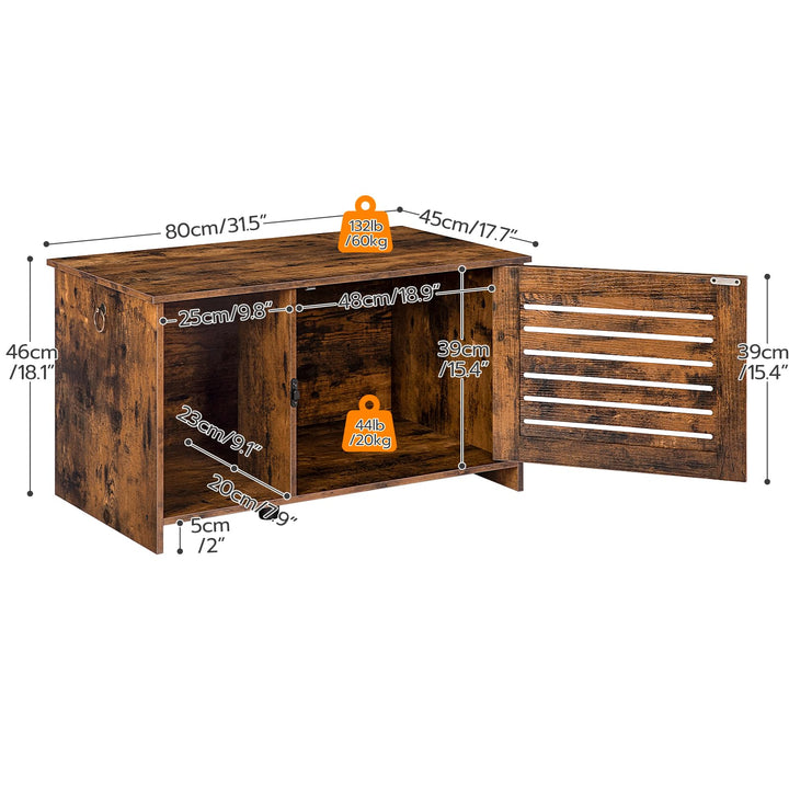 Cat Litter Box Enclosure, Hidden Litter Box Furniture with Louvered Door, Spacious Hidden Litter Cabinet with Divider, Cat Furniture Cabinet, 31.5 L x 17.7 W x 18.1 H, Rustic Brown BF07MW01
