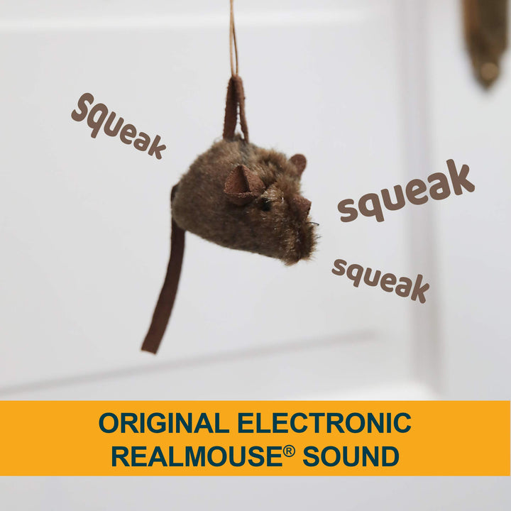 OurPet's Play-N-Squeak Batting Practice Interactive Cat Toy (Cat Toys for Stimulating Play with Real Mouse Sound, Catnip Toys to Entice Hunting Instincts) Brown 4.5 x 1.6 x 7.8 inches