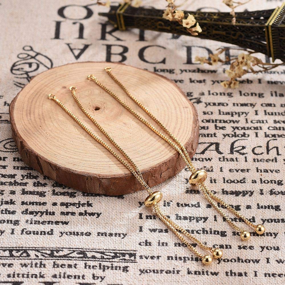 10pcs Adjustable Slider Bracelet Slider Extender Chains Friendship Bracelets with Round Charms for Jewelry Making DIY 9 Inches(240mm) G