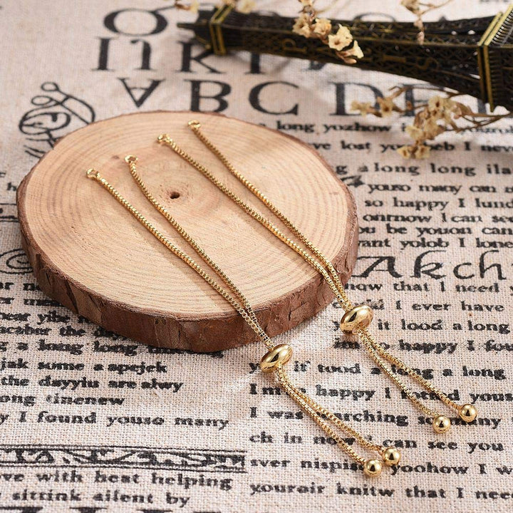 10pcs Adjustable Slider Bracelet Slider Extender Chains Friendship Bracelets with Round Charms for Jewelry Making DIY 9 Inches(240mm) G