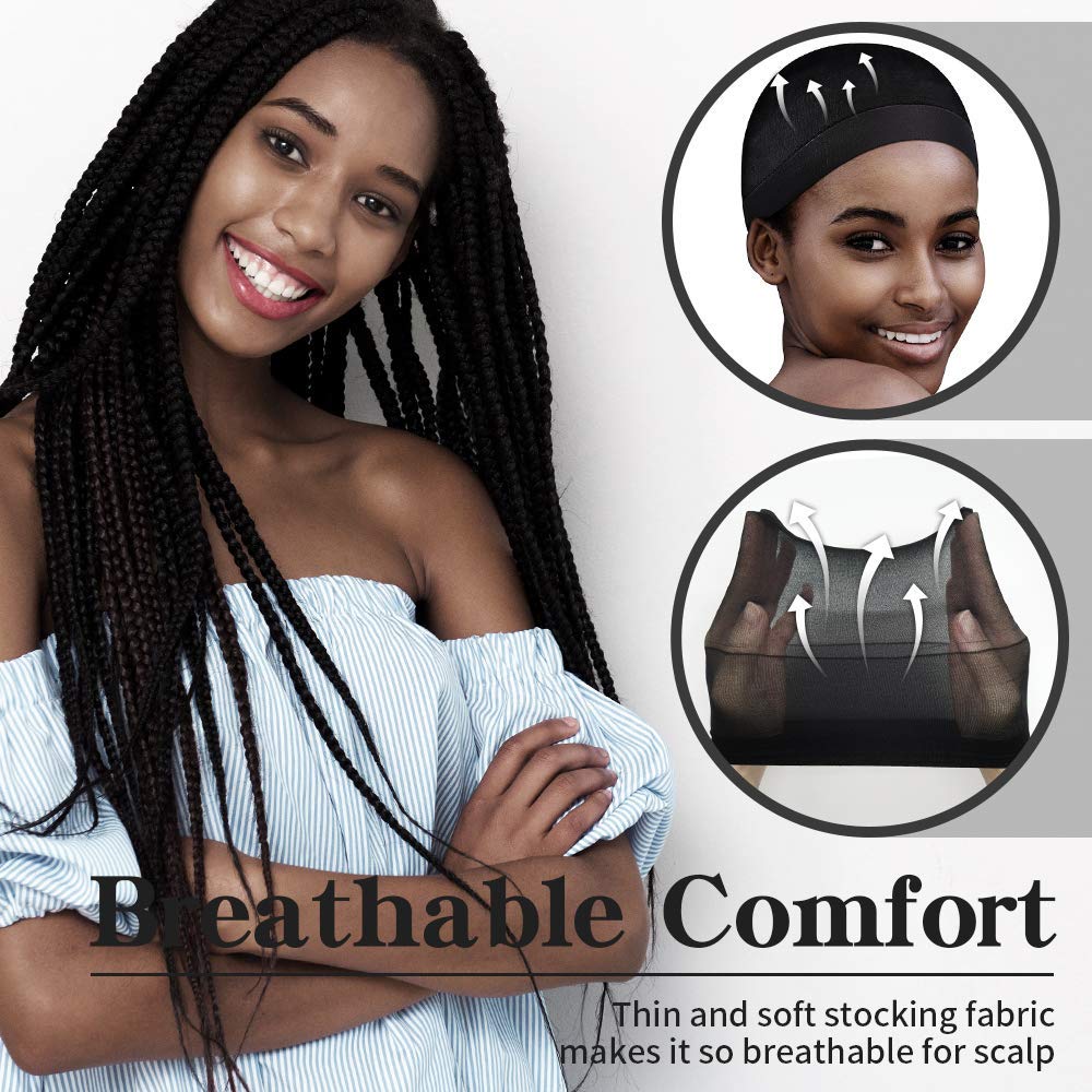 12 Pack Black Nylon Wig Caps, Stretchy Close End Stocking Wig Caps