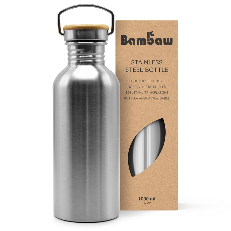 32 oz Water Bottle | Metal Water Bottle | Non-insulated Single Wall Stainless Water Bottle | Steel Water Bottle | Stainless Steel Water Bottles | Travel Water Bottle | 1 Liter Water Bottles