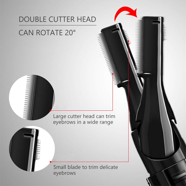Unisex Eyebrow Trimmer for Women - Battery Operated, Small Electric Razor for Facial Hair Removal, Upper Lip, Peach Fuzz, Mustache, Legs