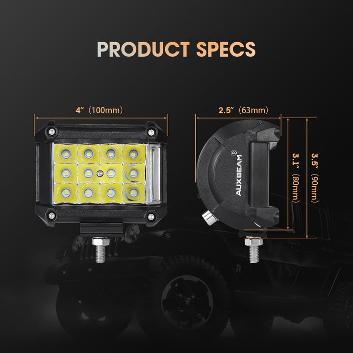 4 Side Shooter LED Pods 19W 2Pcs LED Light Bar Off Road Light Pods with 19pcs * 1w Led Chips Spot Flood Combom Beam (Pack of 2)
