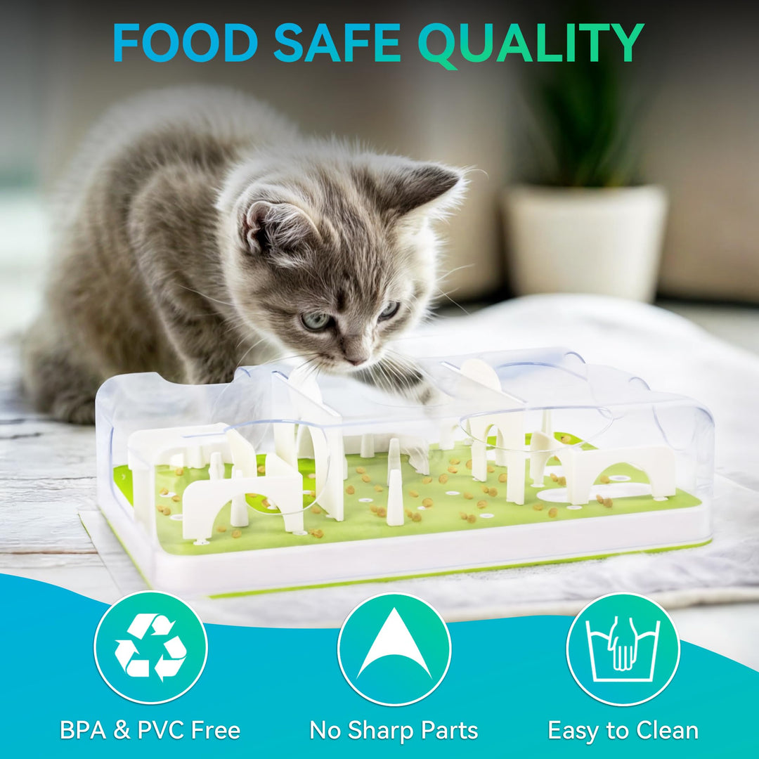 Interactive Puzzle Feeder and Cat Toy - Cat Brain Stimulation and Slow Feeder for Enrichment - For Indoor Cats