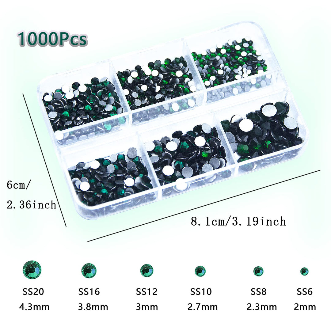 2120Pcs Emerald Green Red Nail Rhinestones Crystals Glass Gems Stones Green Red Multi Shapes Sizes Round Beads Flatback Crystals Rhinestones for Nail DIY Crafts Clothes Shoes Jewelry