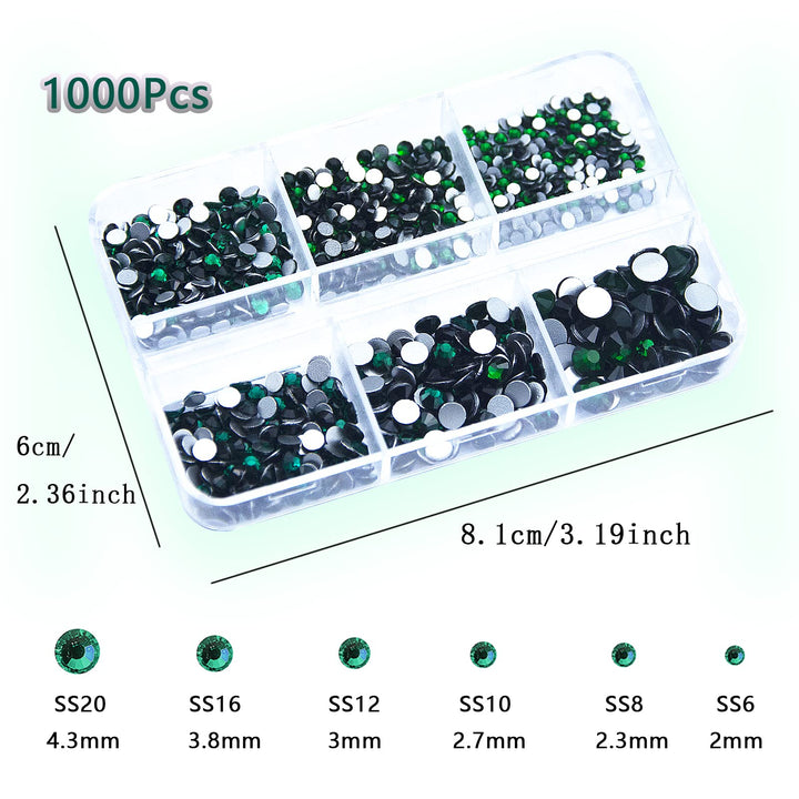 2120Pcs Emerald Green Red Nail Rhinestones Crystals Glass Gems Stones Green Red Multi Shapes Sizes Round Beads Flatback Crystals Rhinestones for Nail DIY Crafts Clothes Shoes Jewelry