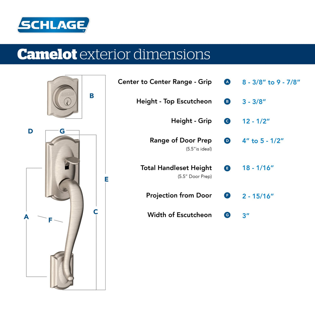 Schlage F60 V CAM 716 GEO Camelot Front Entry Handleset with Georgian Knob, Deadbolt Keyed 1 Side, Aged Bronze